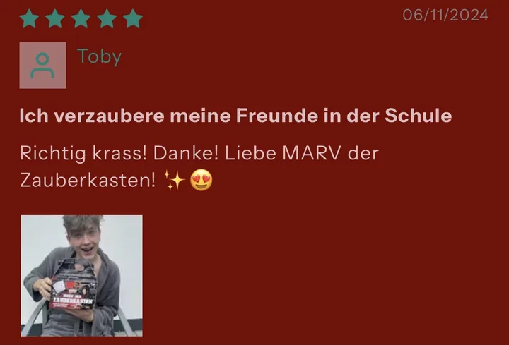 5-Sterne-Rezension von Toby für MARV der Zauberkasten