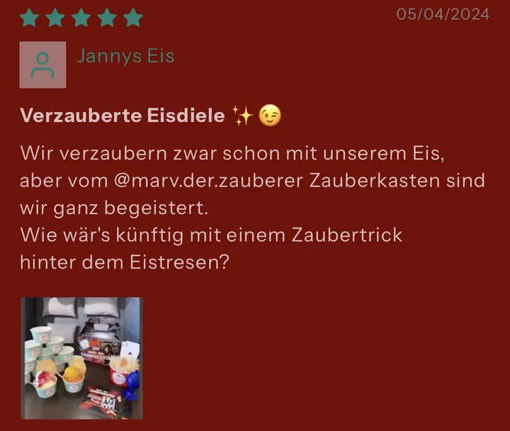 5-Sterne-Rezension von Jannys Eis – Verzauberte Eisdiele mit MARV Zauberkasten